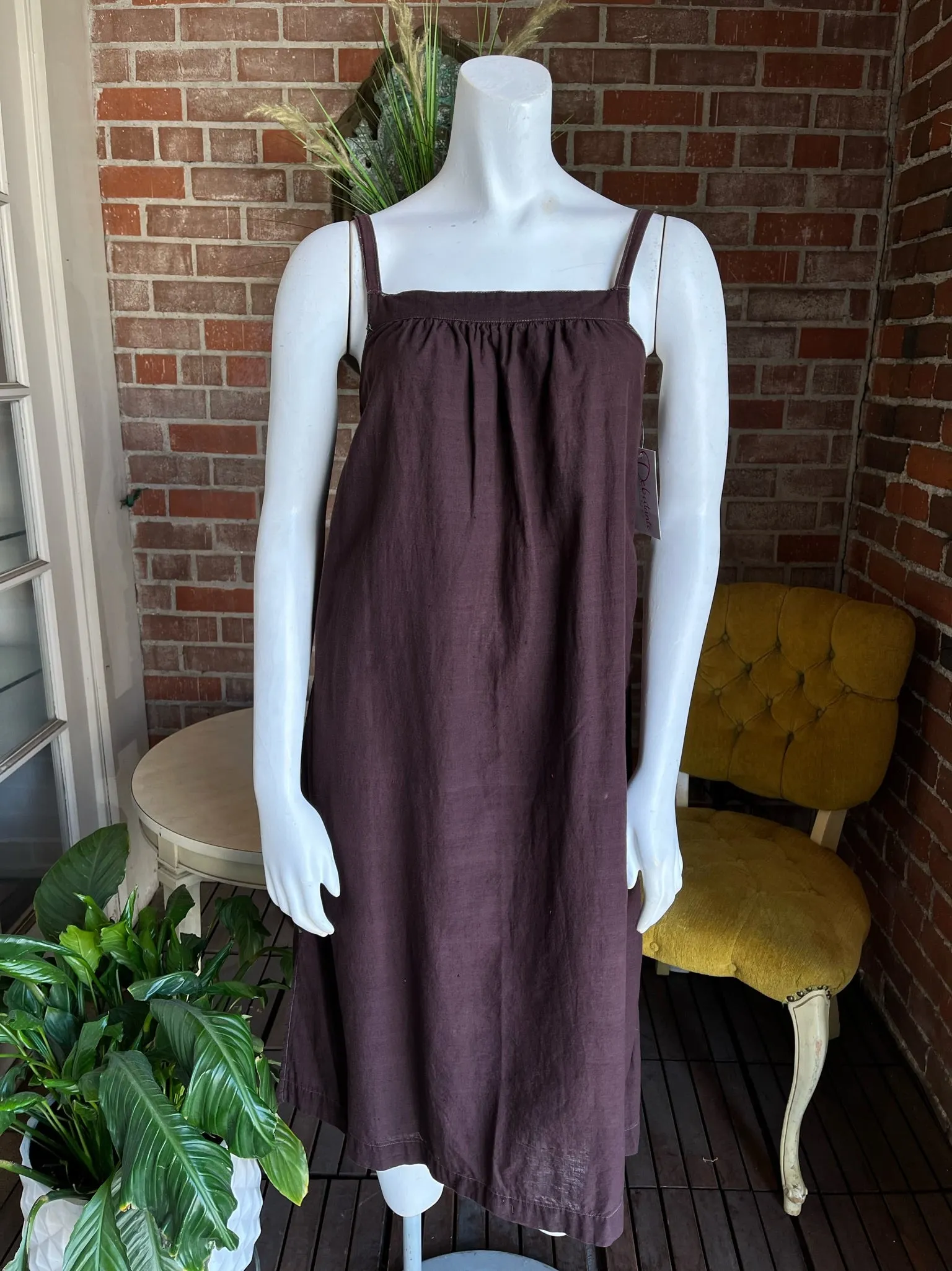 1970s Mocha Cotton Slip Dress