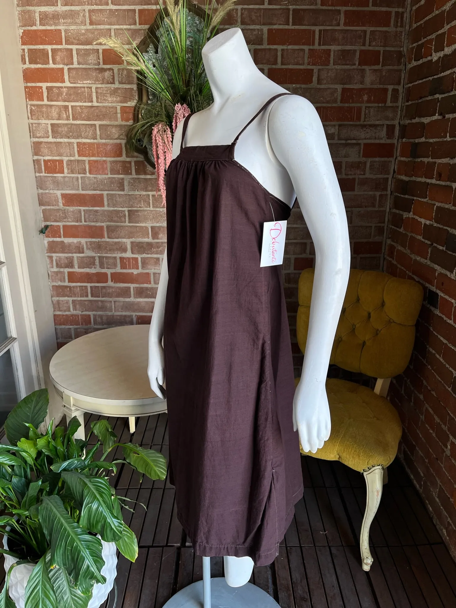 1970s Mocha Cotton Slip Dress