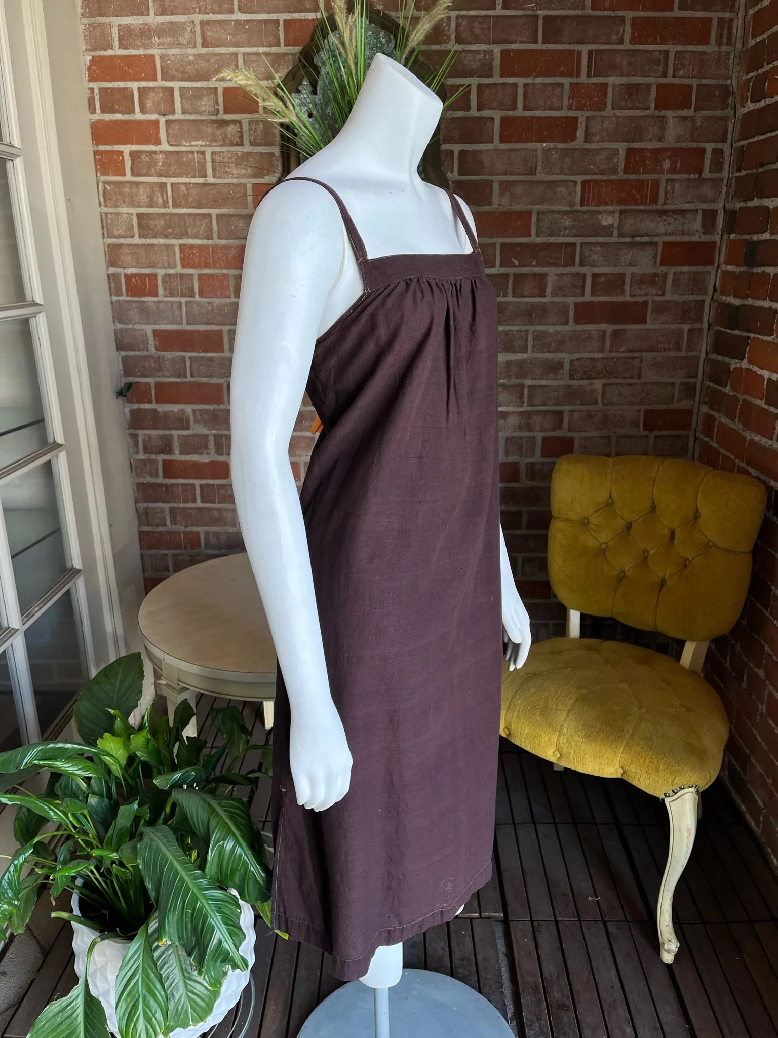 1970s Mocha Cotton Slip Dress