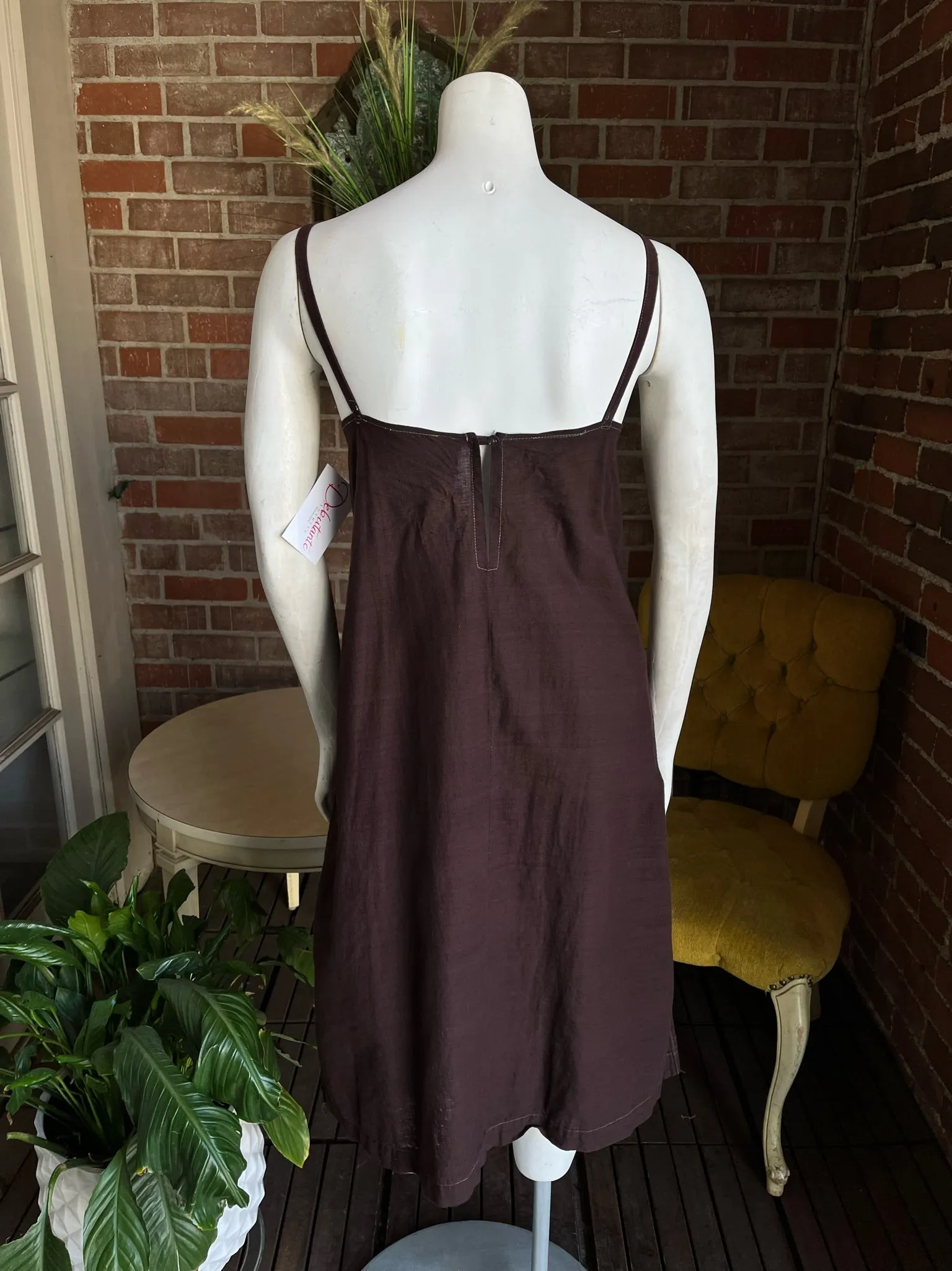 1970s Mocha Cotton Slip Dress