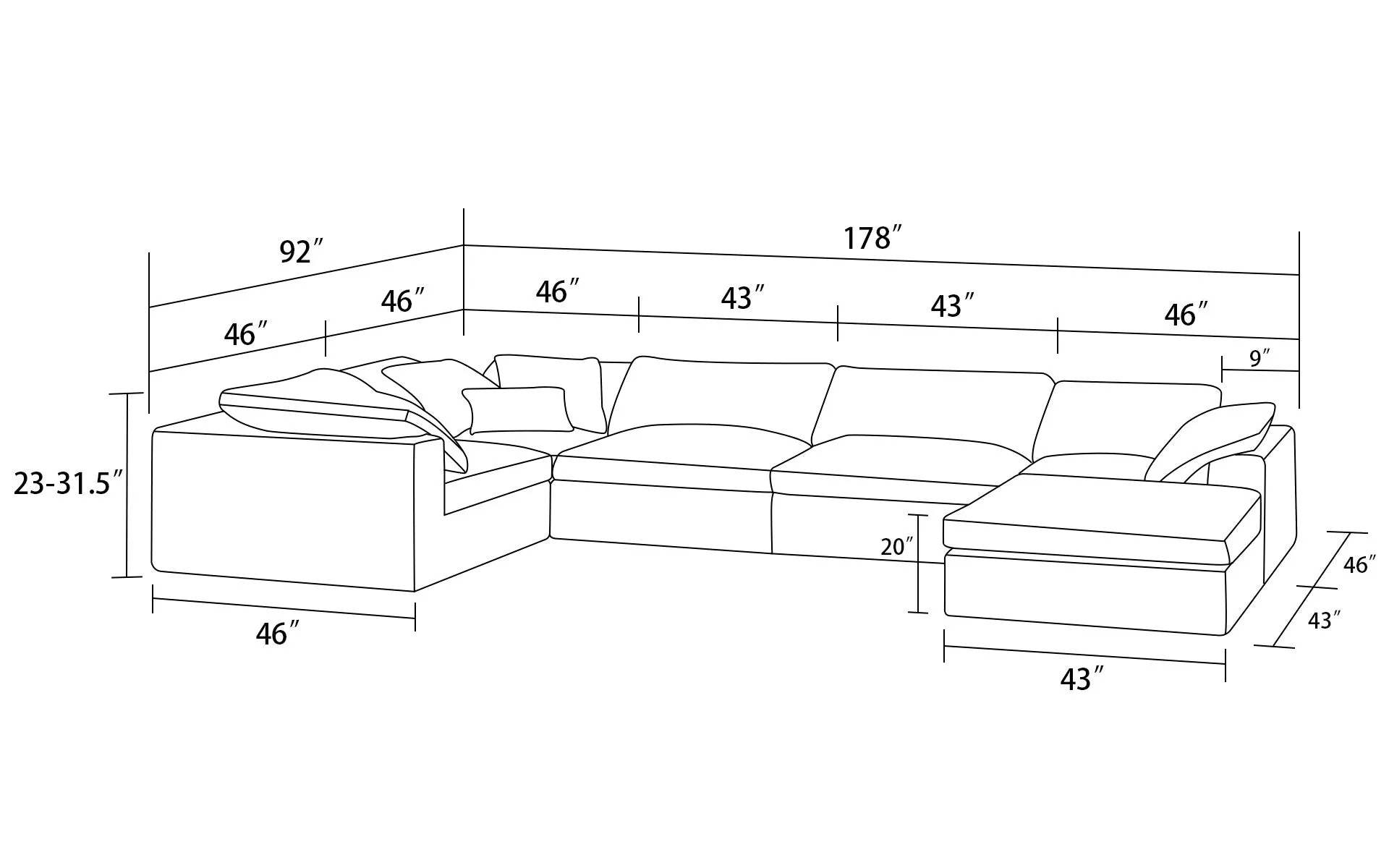 6 PIECES MËLO MODULAR CUSTOMIZABLE SECTIONAL