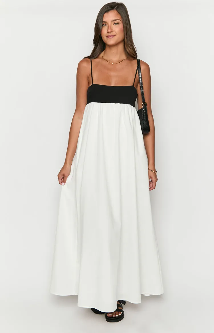 Akari White Contrast Maxi Dress