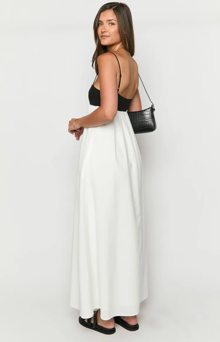 Akari White Contrast Maxi Dress