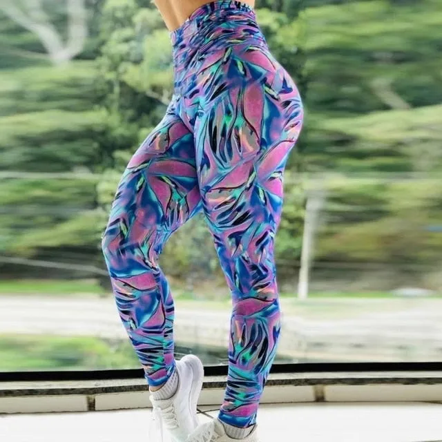 AshoreShop Womens Fitness Yoga Seamless Rainbow Running Leggings