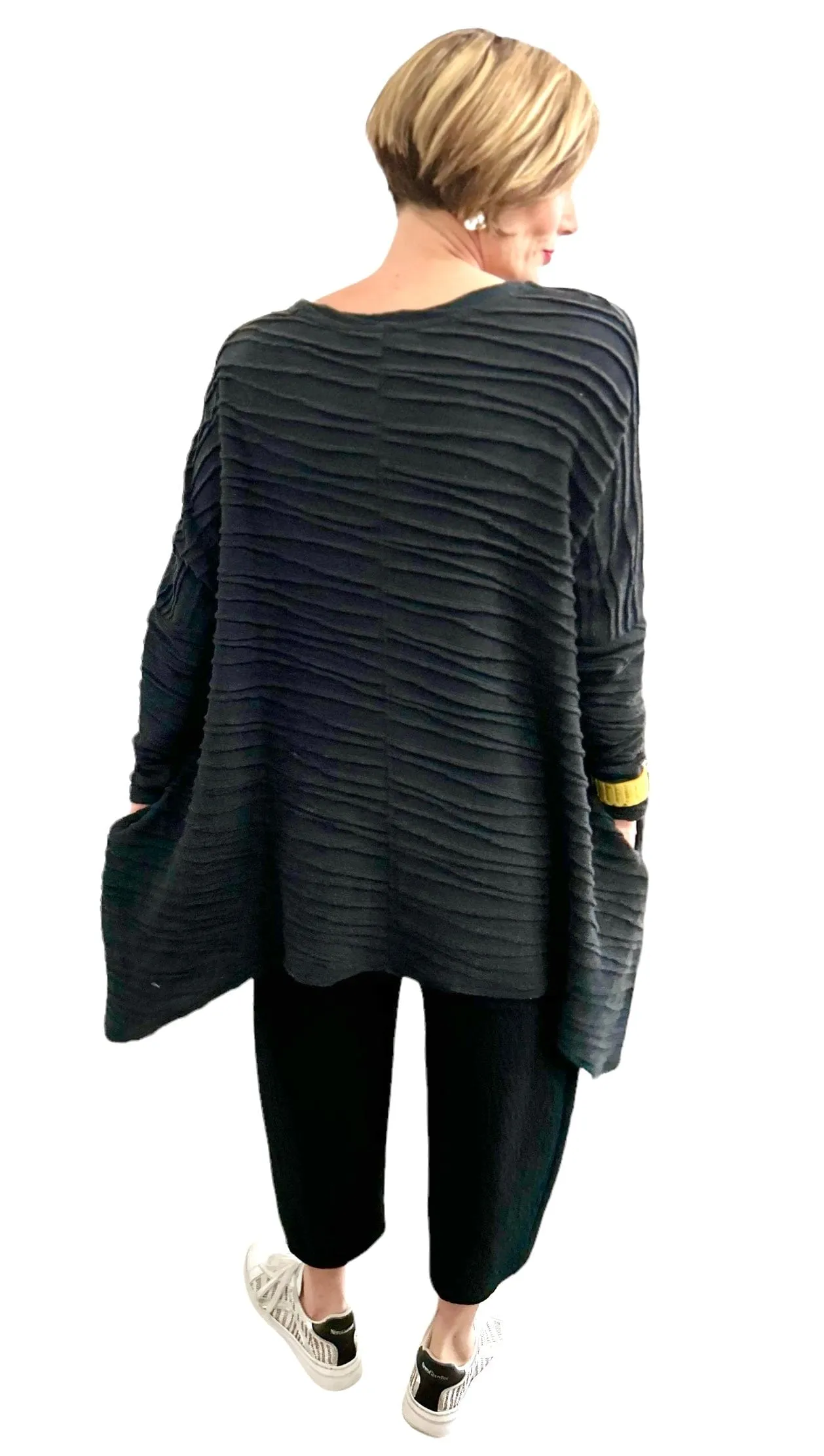 Asymmetric Long Sweater Black