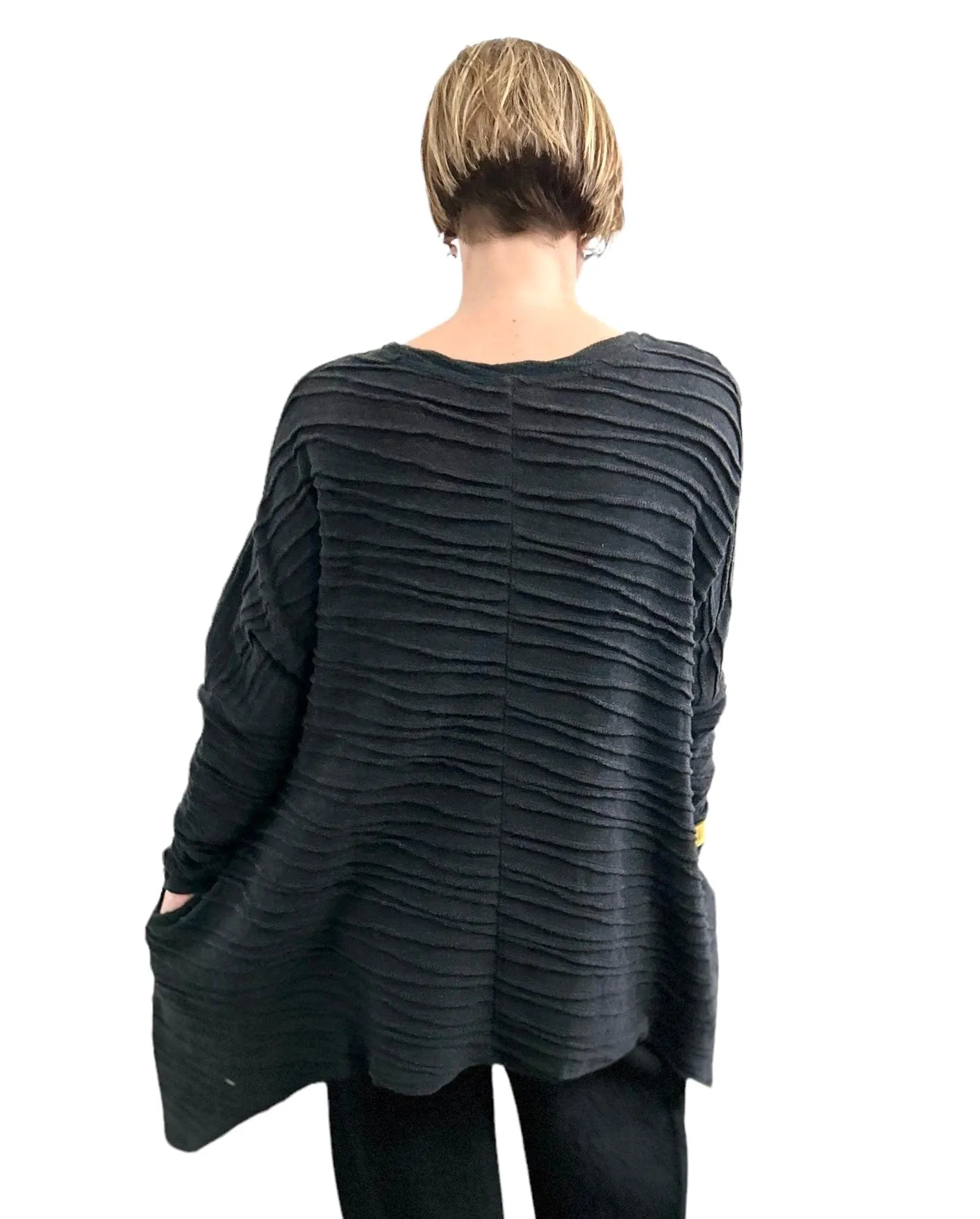 Asymmetric Long Sweater Black