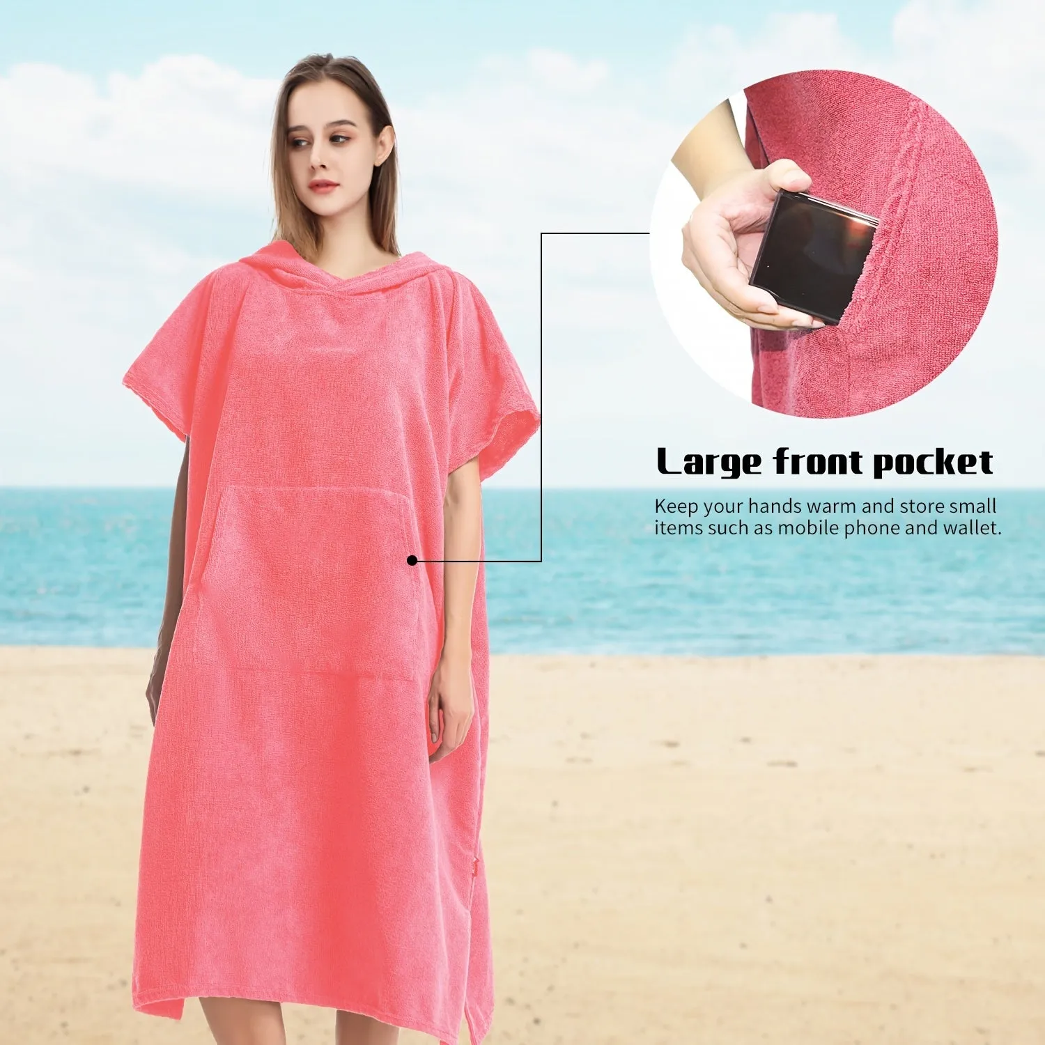 Beach Poncho:  Quick Dry Hooded Towel Robe