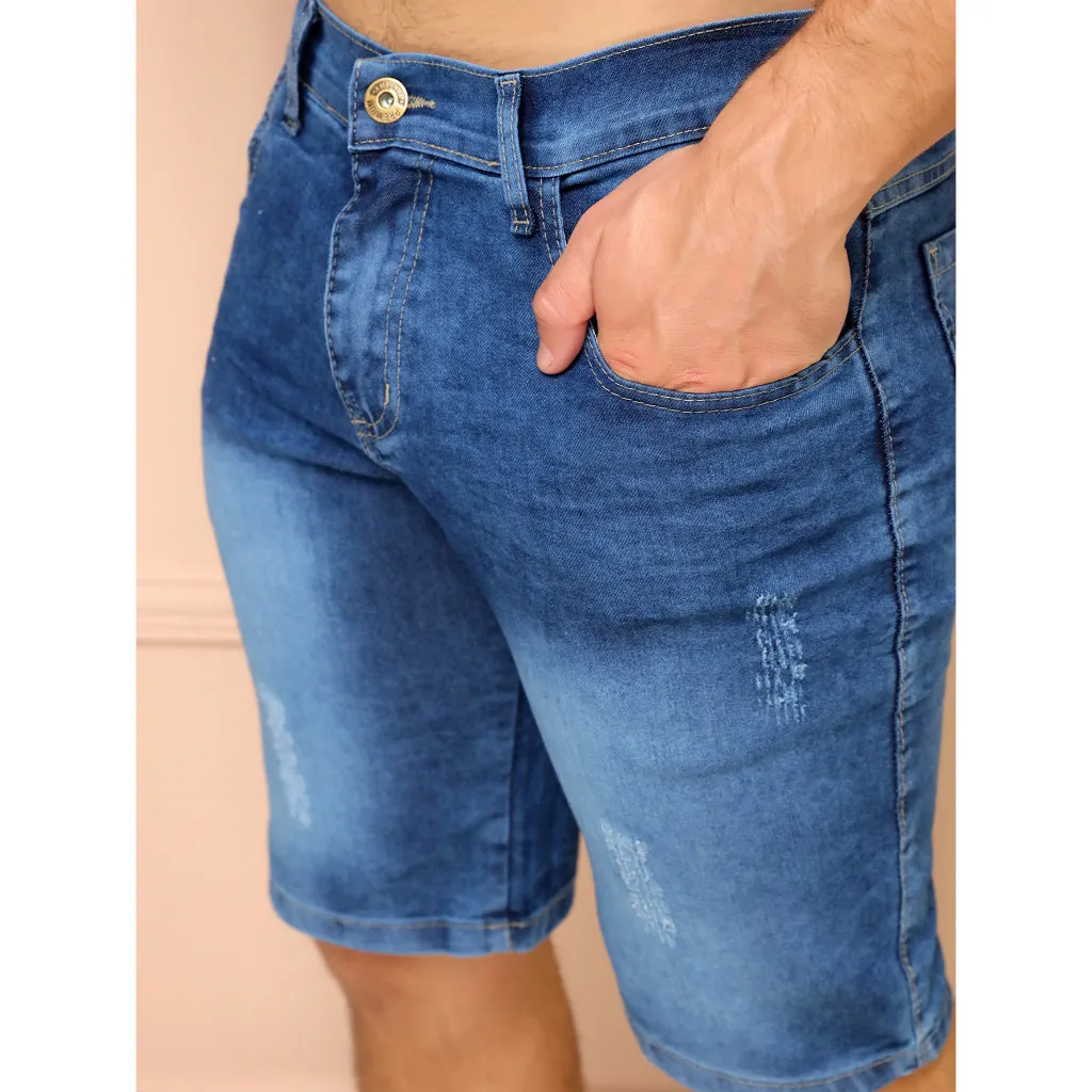 Bermuda Jeans Masculina Elastano