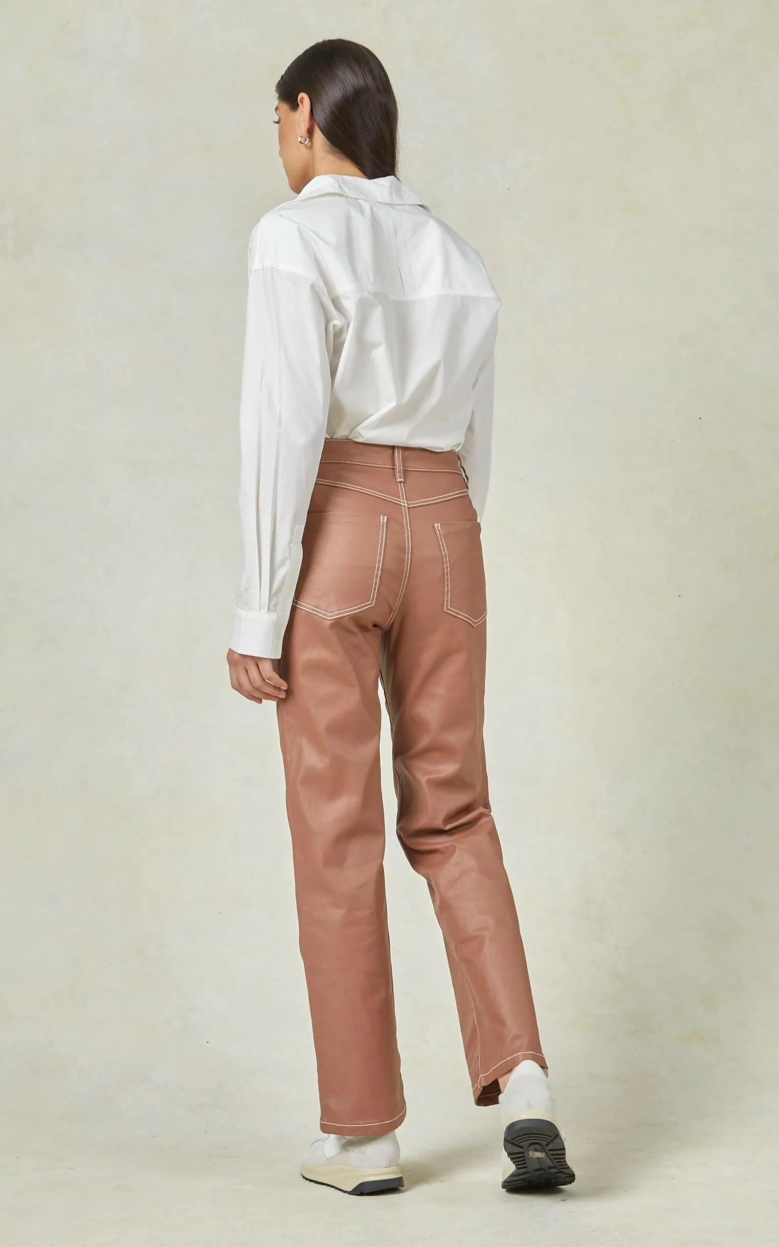 Betzy Coated Denim Copper Jeans