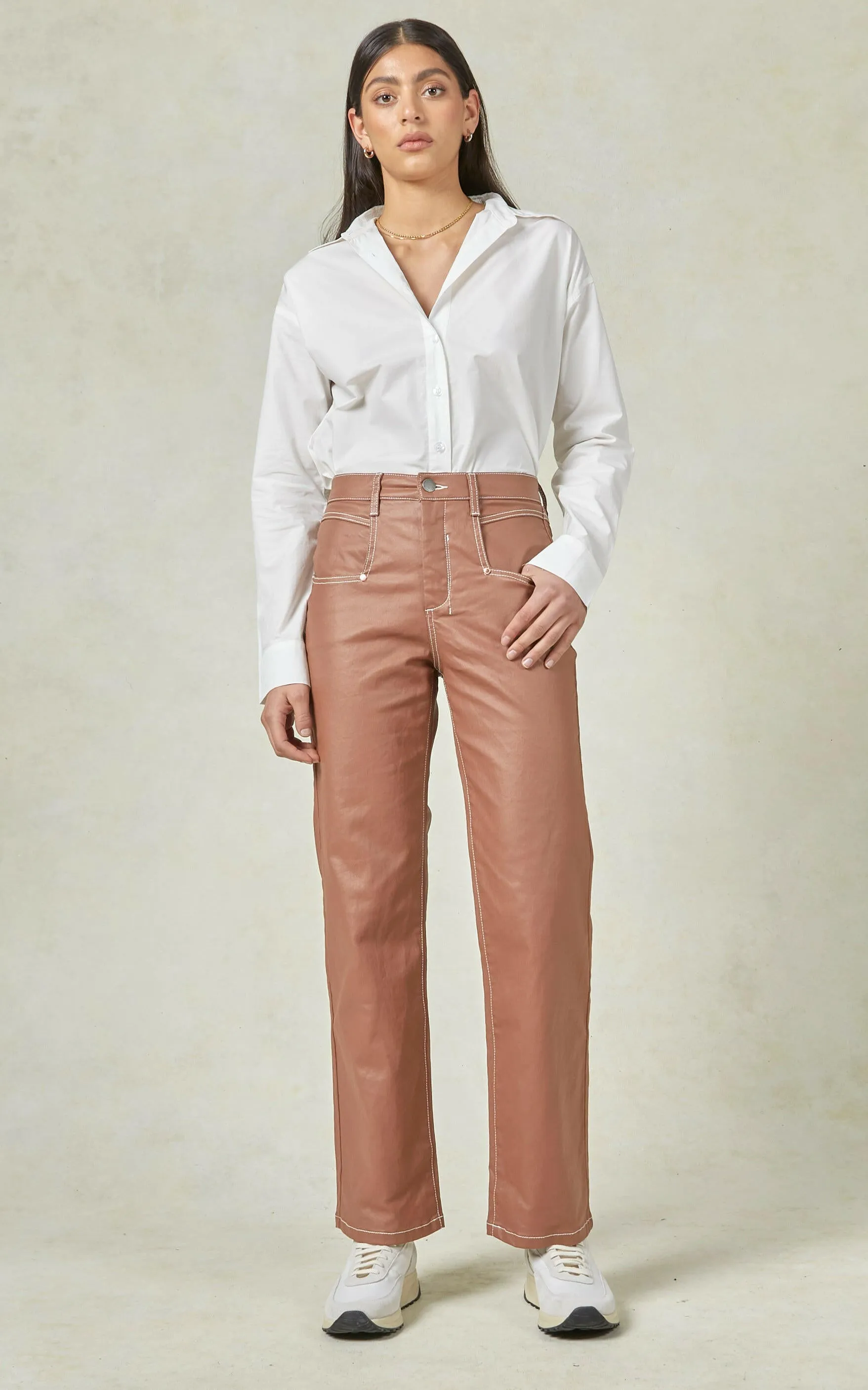 Betzy Coated Denim Copper Jeans