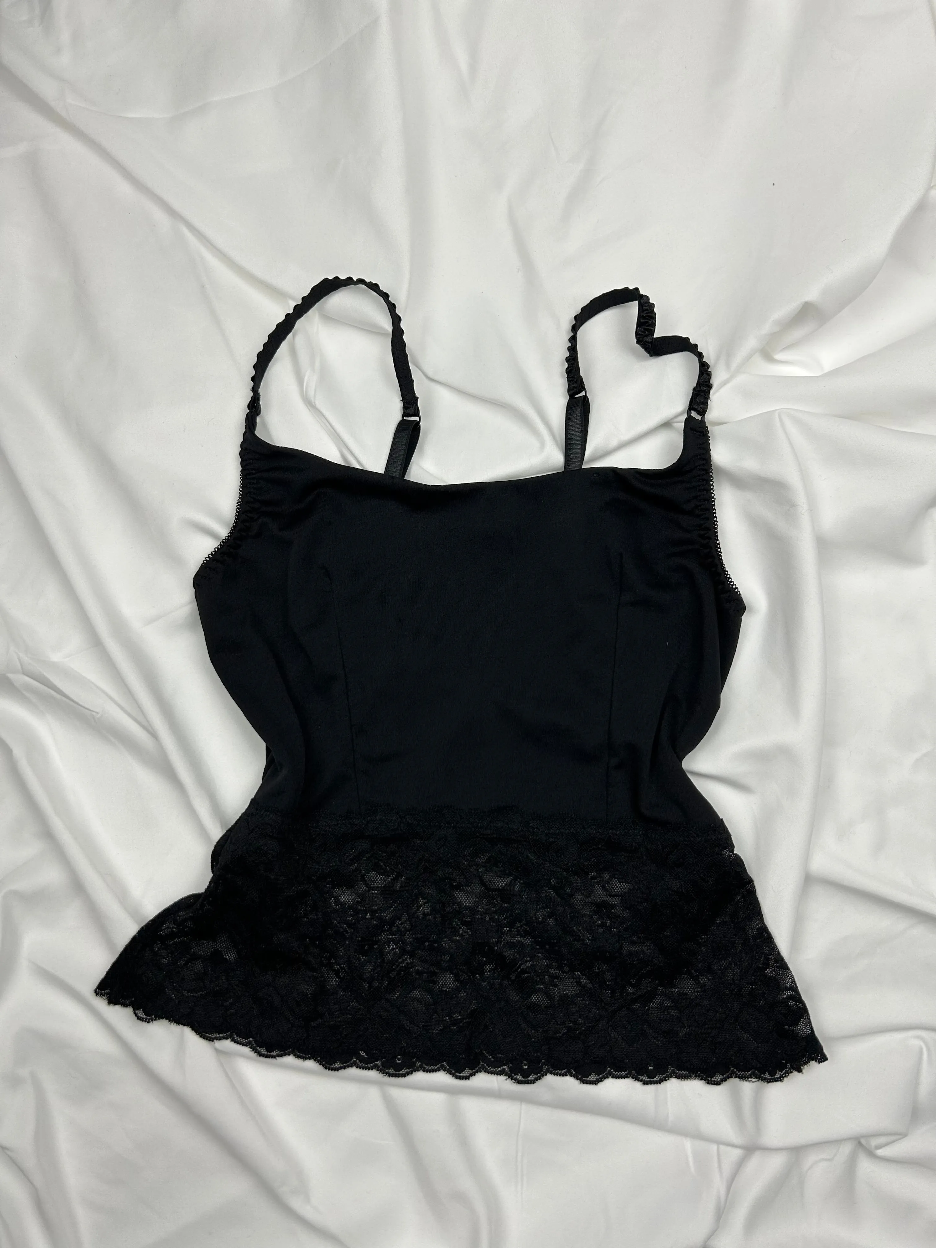 Black lace details babydoll cami top (S)