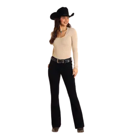 Black Mid Rise Bootcut Rock & Roll Denim Jeans for Women