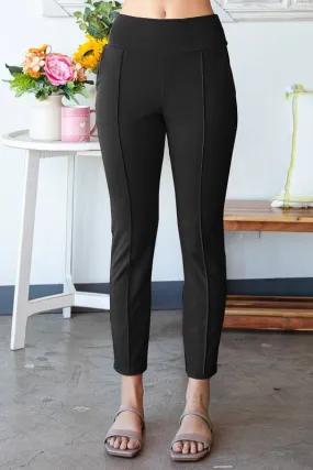 Black Straight Fit Wide Waistband Pants