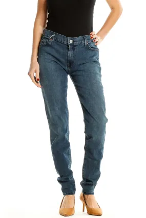 Blue Slim Fit Straight Leg Jeans