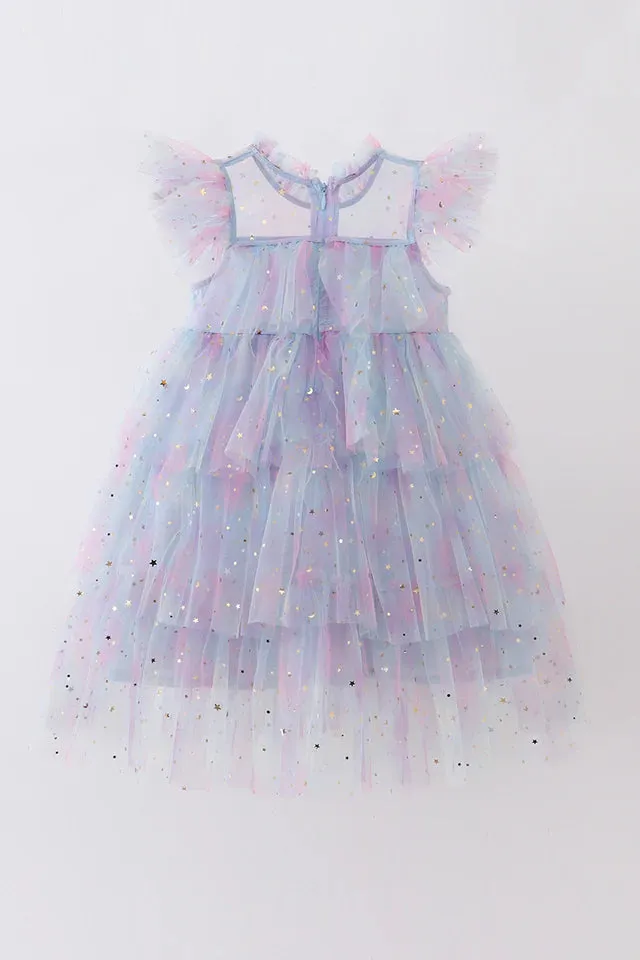 Blue Star Tiered Ruffle Tulle Dress