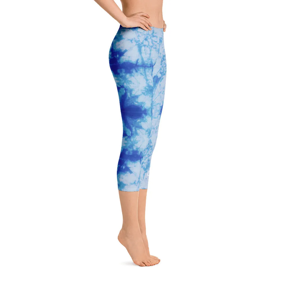 Blue Tie Dye Capri Leggings