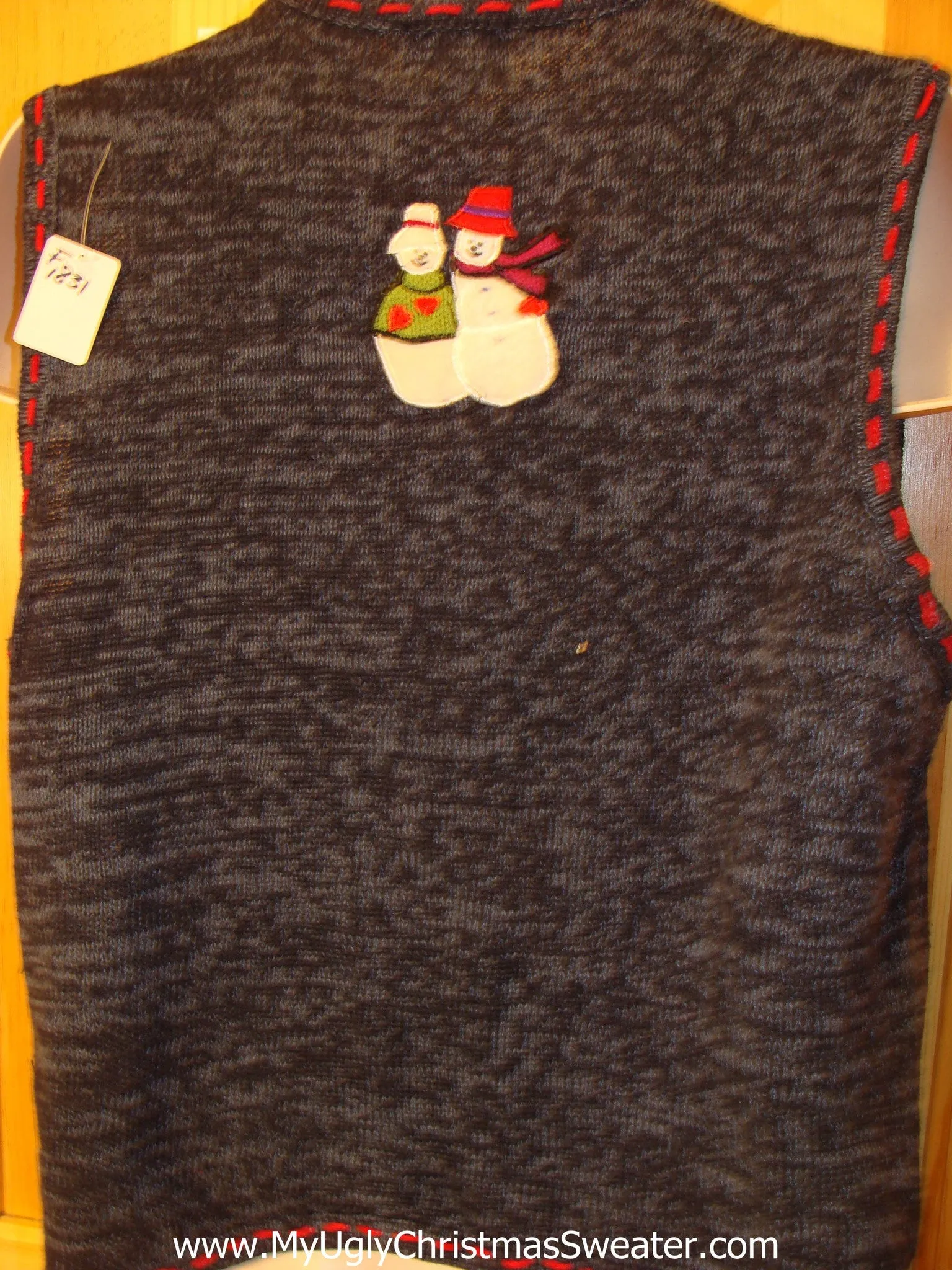 Blue Two Sided Funny Ugly Sweater Vest with Snowmen