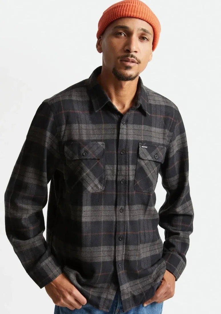 Bowery Stretch L/S Flannel Black Charcoal