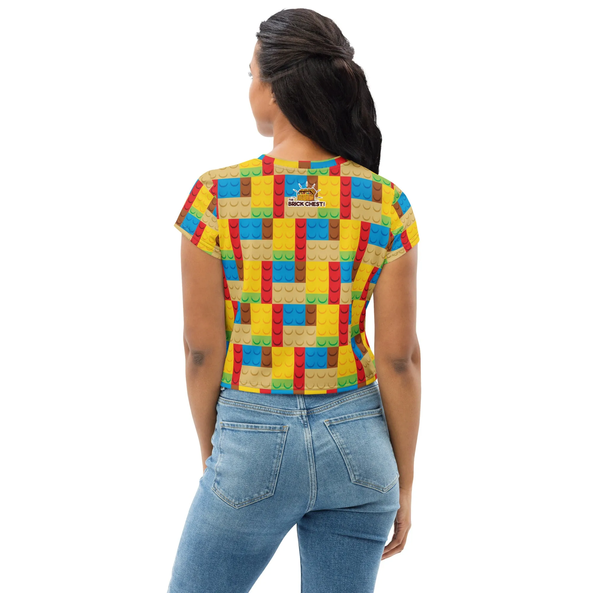 Bricks Pattern All-Over Print Crop Tee