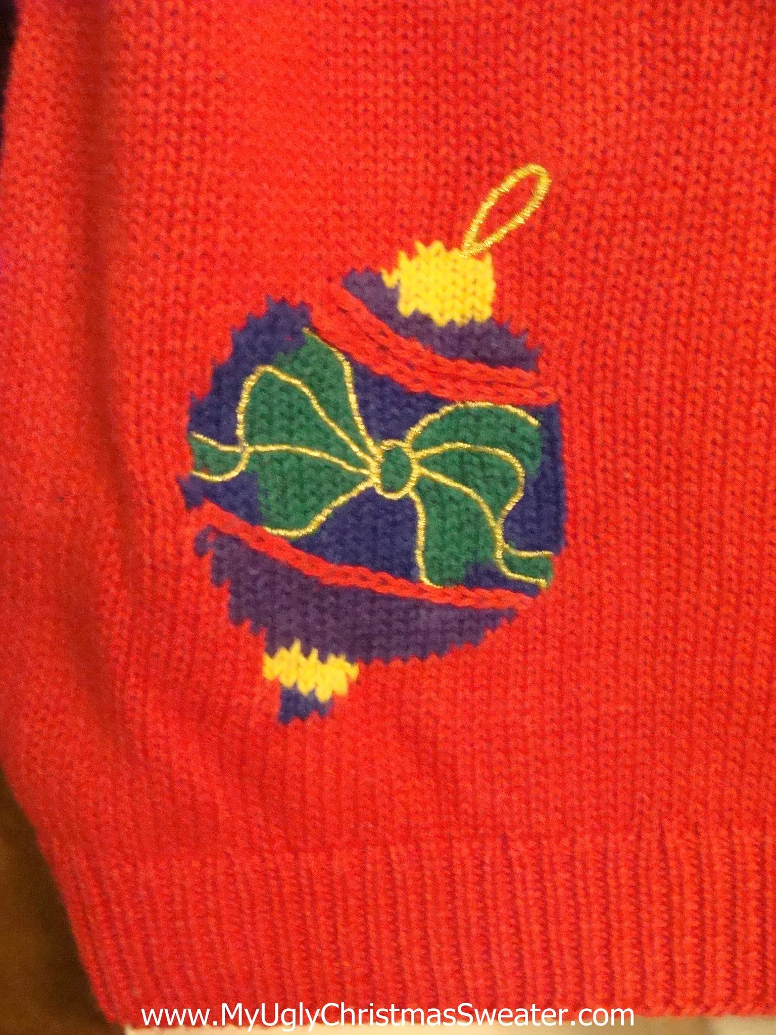 Bright Ornament Themed 80s Light Up Ugly Xmas Sweater