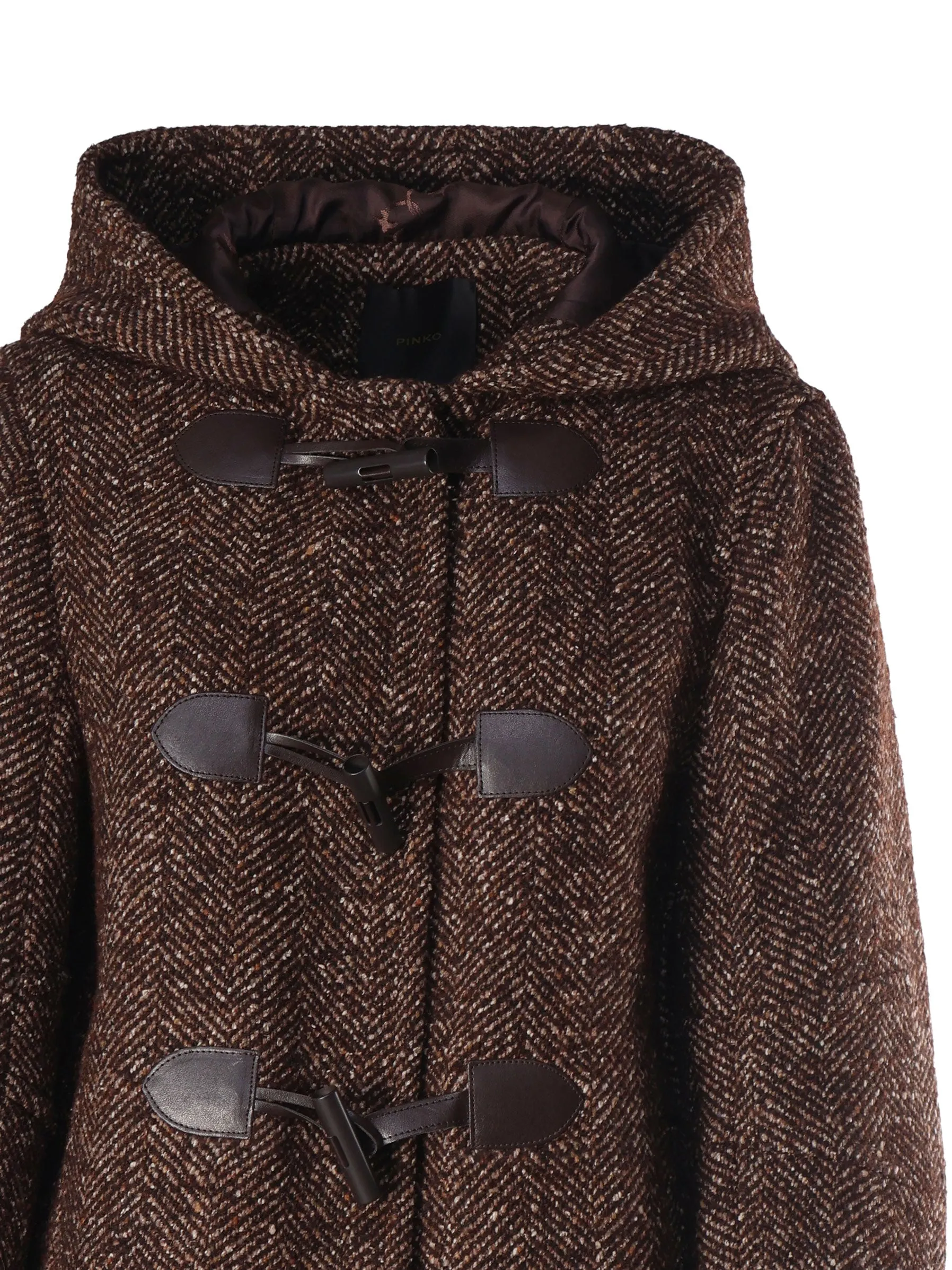 Brown Two-Tone Wool Blend Duffle Coat