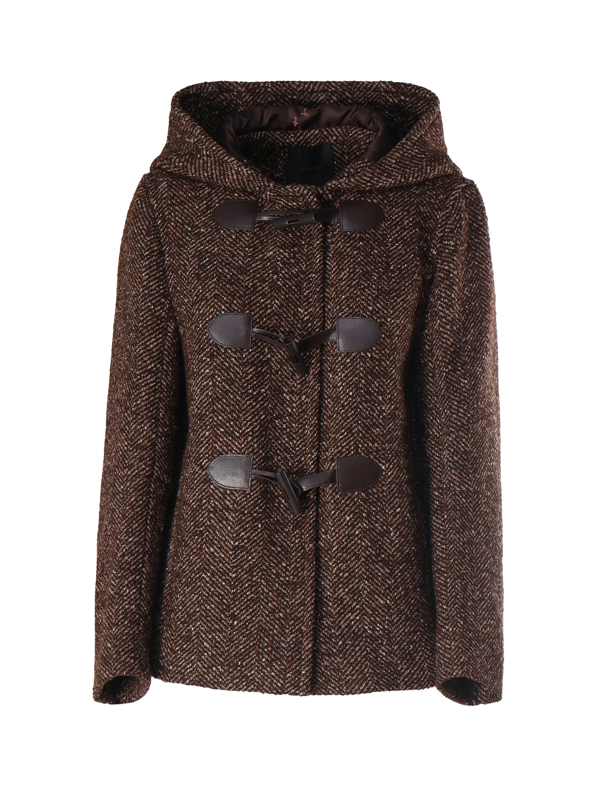 Brown Two-Tone Wool Blend Duffle Coat