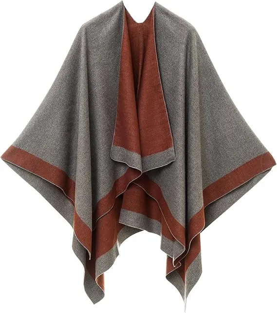 Burgundy Luxurious Knit Sweater Poncho Cardigan