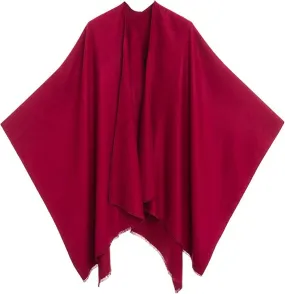 Burgundy Luxurious Knit Sweater Poncho Cardigan