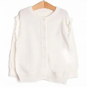 Button-Up Flutter Sleeve Sweater, Ivory