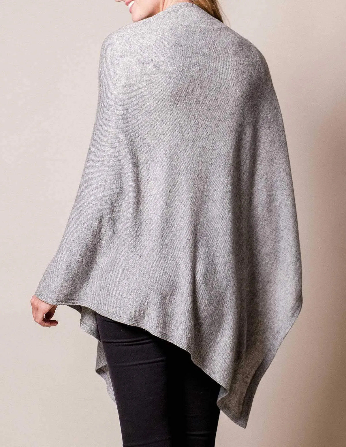 Cashmere & Wool Poncho - Grey Heather