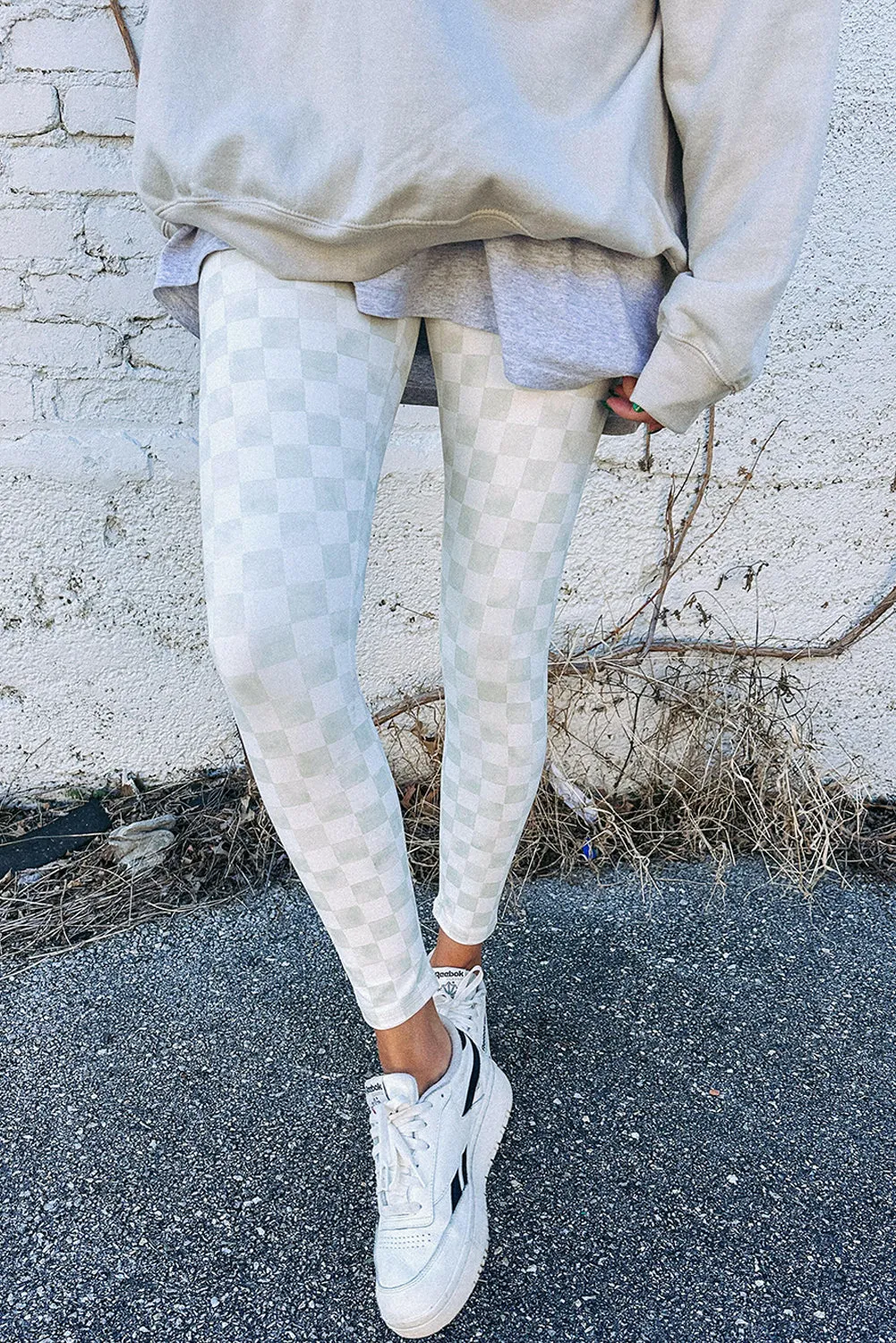 Checker High Waist Skinny Leggings