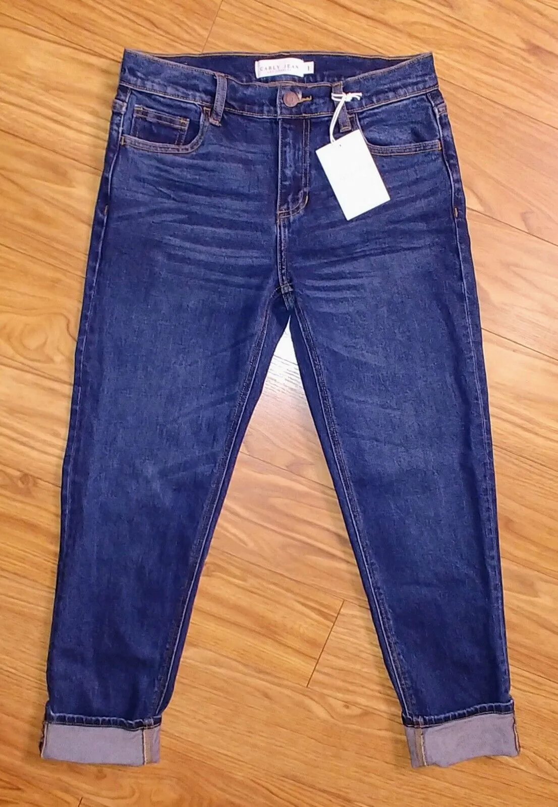 CJLA Carly Jean Los Angeles Tapered Boyfriend Medium Wash Denim Jeans Size 1