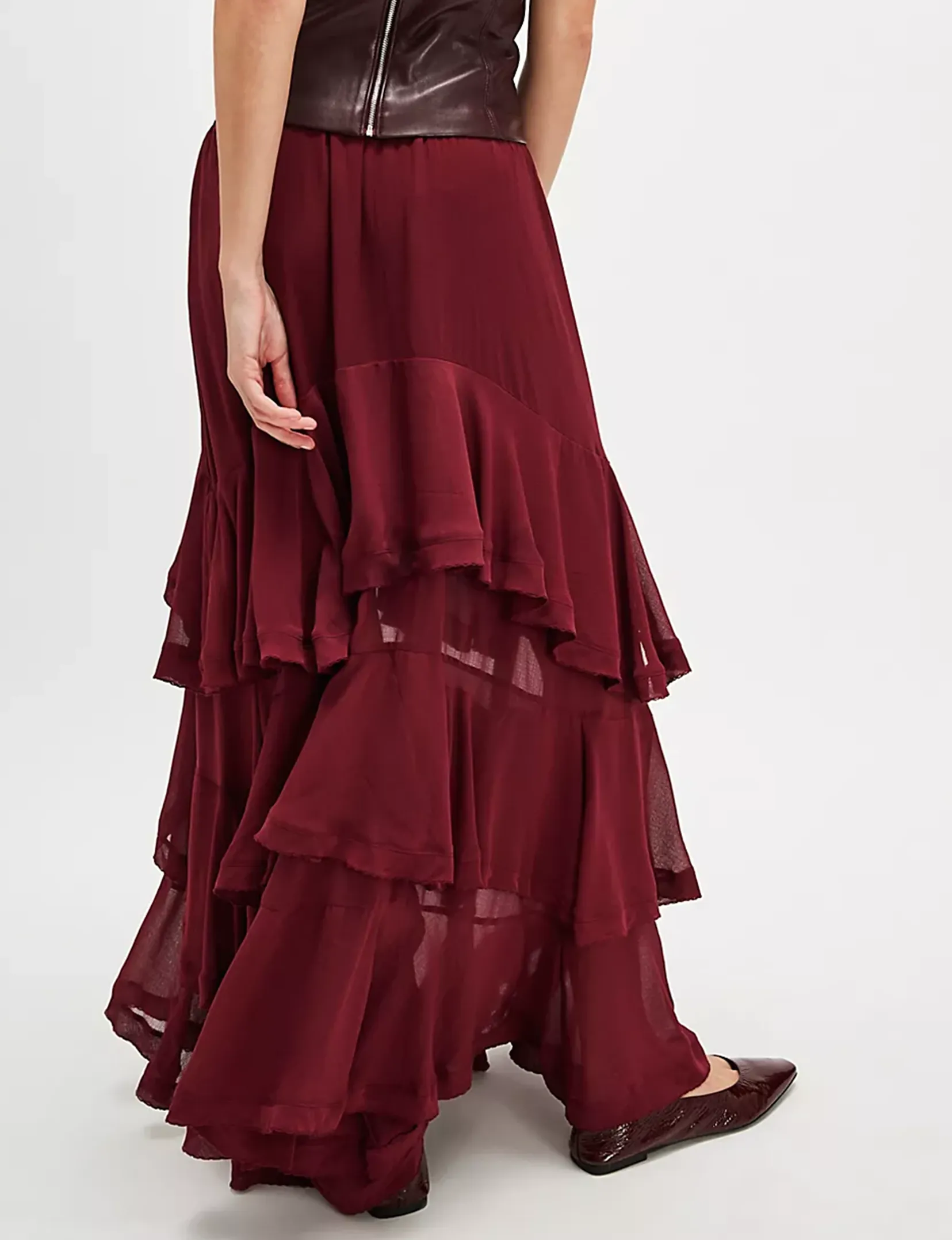 Clementine Maxi Skirt, Aged Red