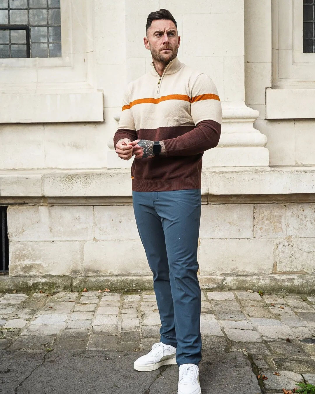 Color-Block Quarter-Zip Sweater