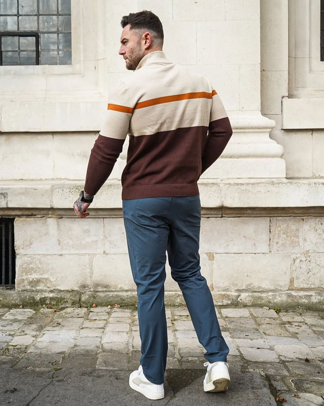 Color-Block Quarter-Zip Sweater