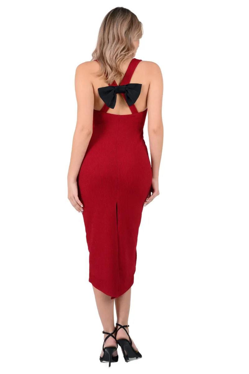 Crisscross Bow Back Tango Dress With Slits