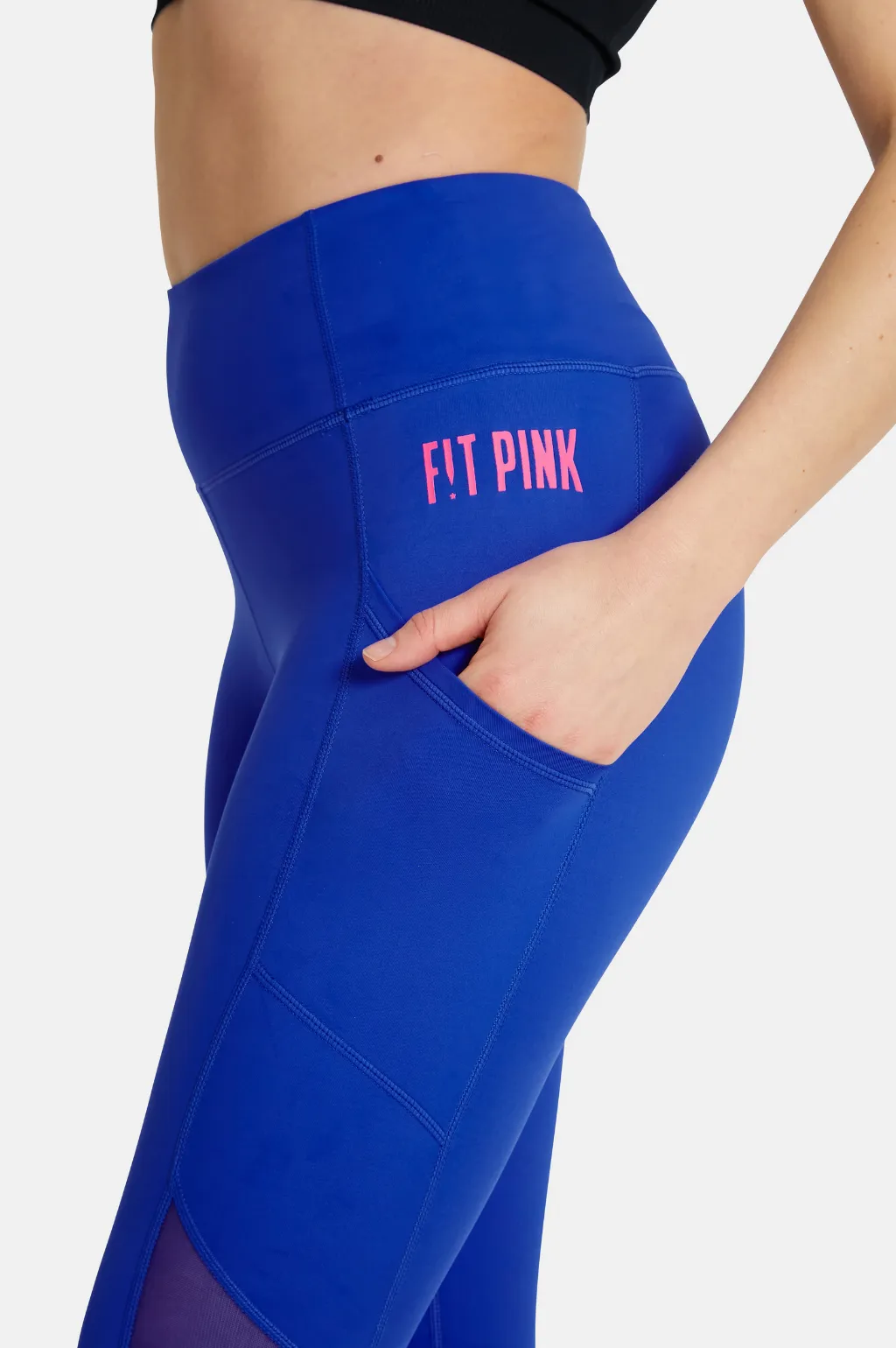 Cropped Sports Leggings with Deep Side Pockets in Bright Blue