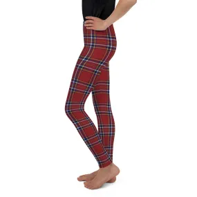 Deep Red Tartan Youth Leggings