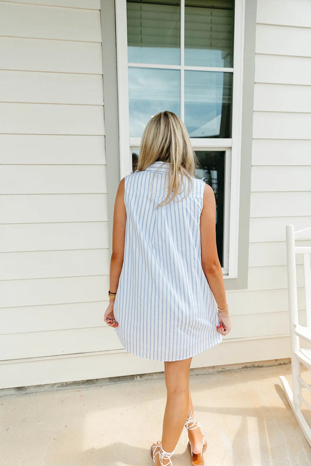 Delta Mini Dress - Sky/White