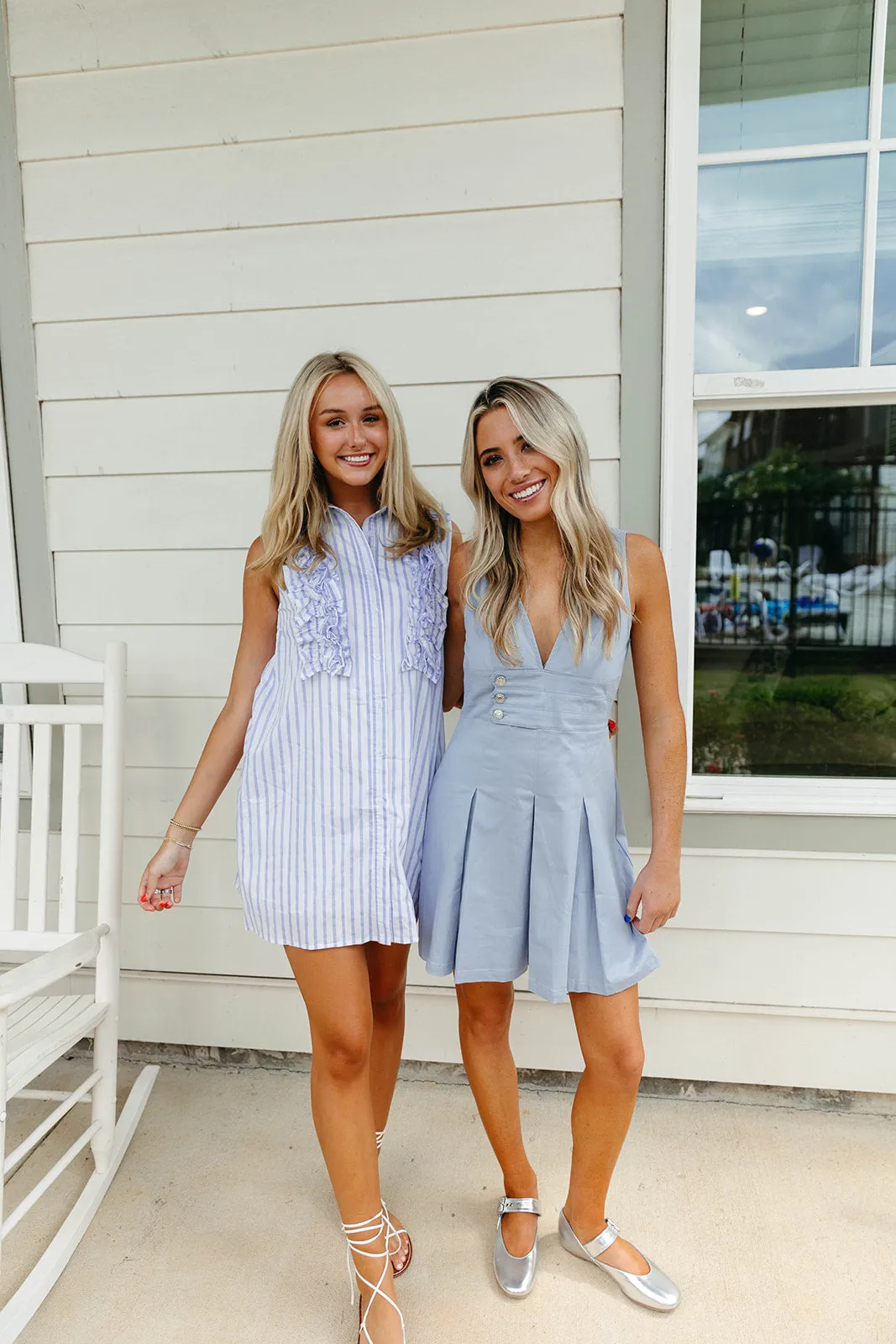 Delta Mini Dress - Sky/White