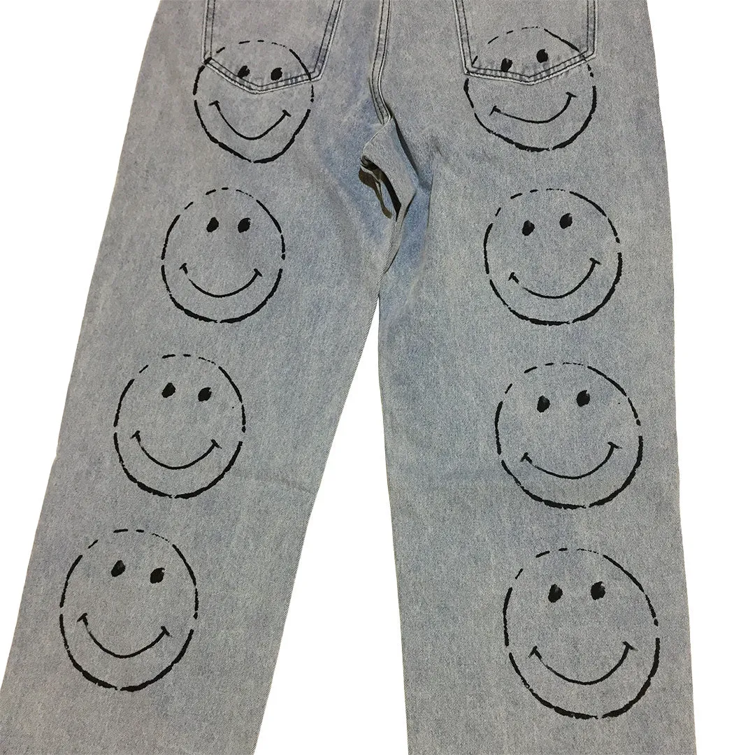 Denim Pants with Smiley Face