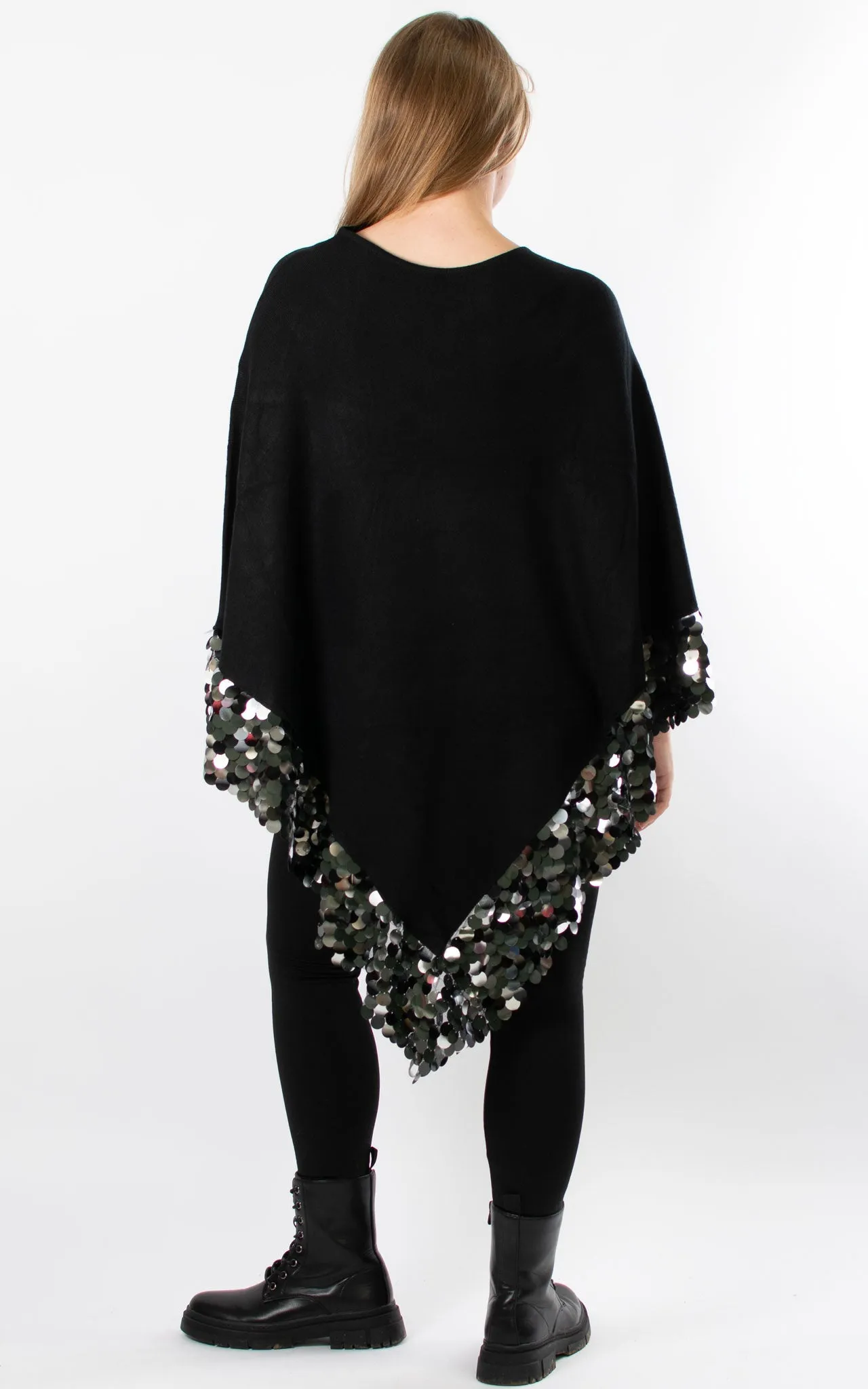 Denise Trim Poncho | Black