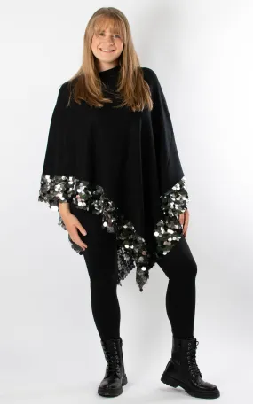 Denise Trim Poncho | Black