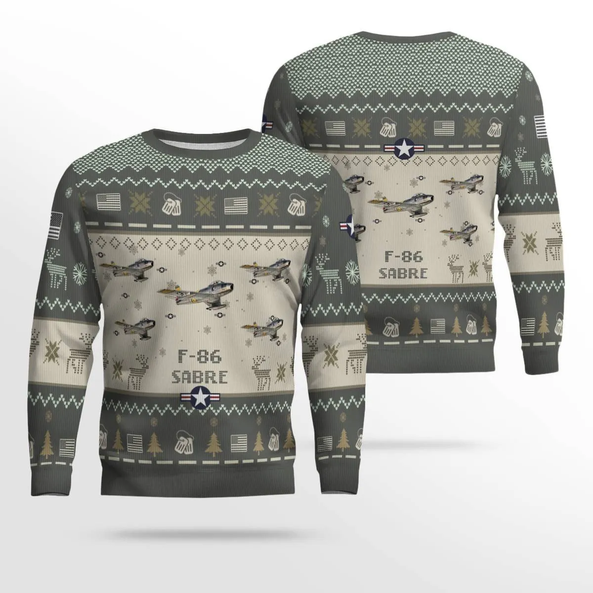 F-86 Sabre F86_Aircraft Ugly Sweater, Ugly Sweater Christmas Shirt for Men Dad Veteran