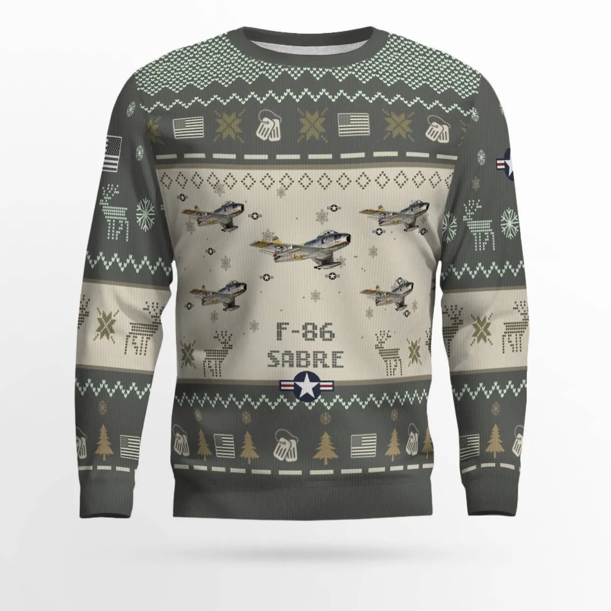 F-86 Sabre F86_Aircraft Ugly Sweater, Ugly Sweater Christmas Shirt for Men Dad Veteran