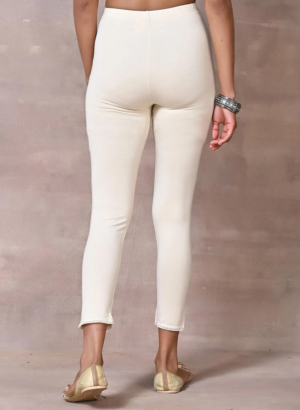 Farah Cream Viscose Lycra Leggings for Women