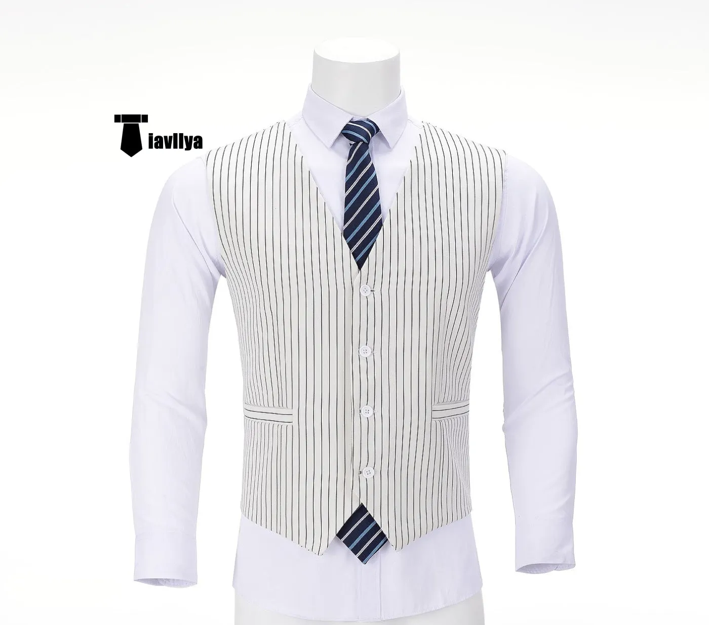 Fashion Men's Striped Vest V-neck Waistcoat