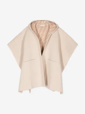 Fendi Girls Wool Reversible Cape in Beige