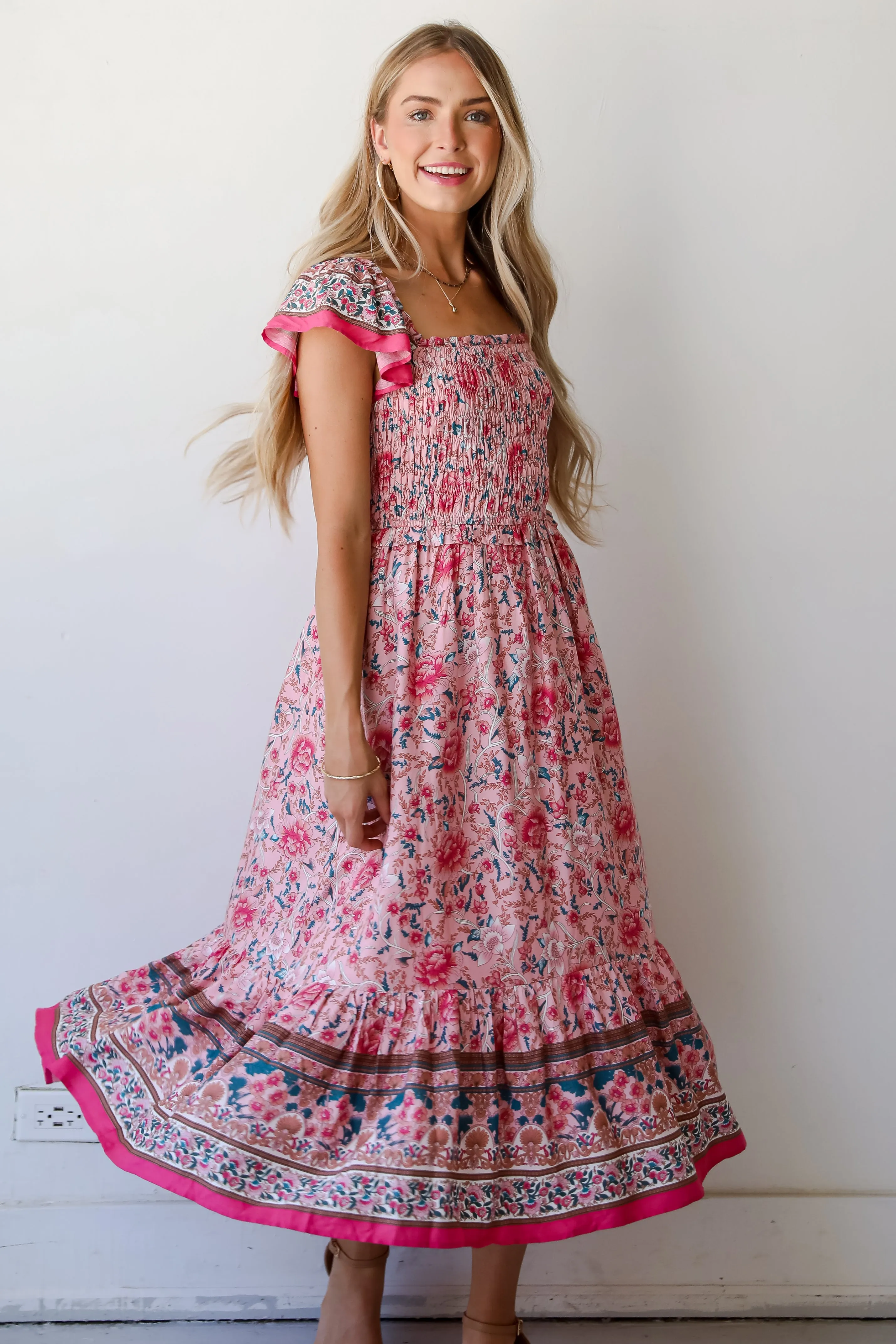 FINAL SALE - Darling Behavior Blush Floral Maxi Dress