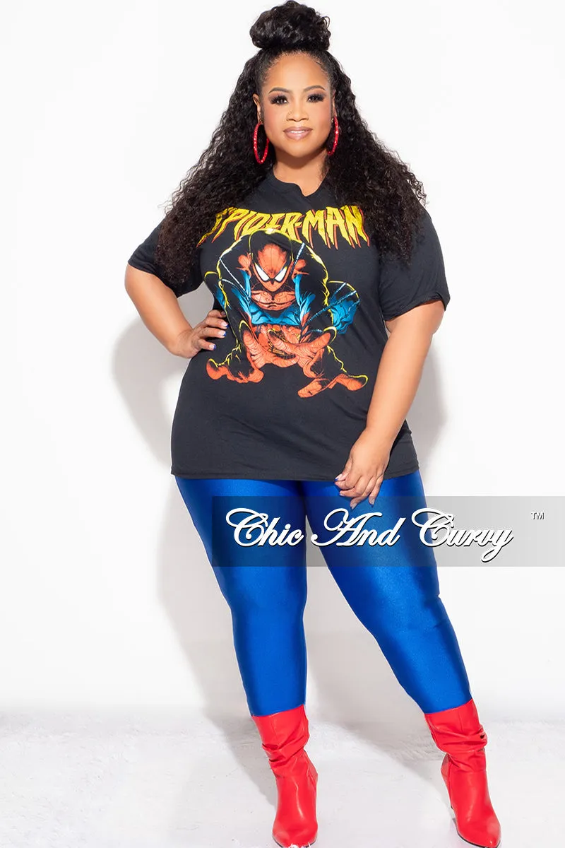 Final Sale Plus Size Short Sleeve "Spiderman " Graphic T-Shirt in Black